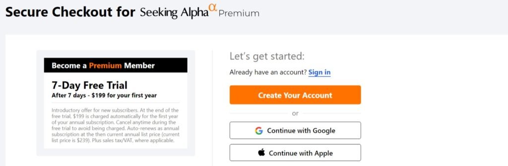 Seeking Alpha Pricing