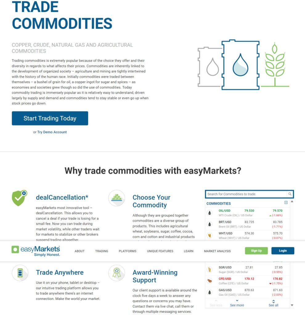 easyMarkets commodities
